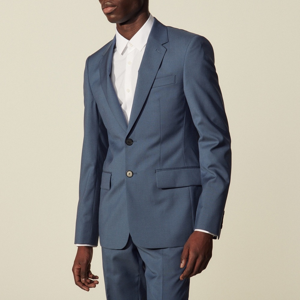 Sandro Bluish Gray Wool Suit Jacket